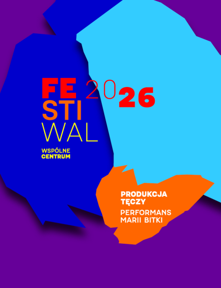 baner z napisem: Produkcja tęczy - performans Marii Bitki