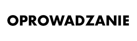 oprowadzanie, napis na białym tle