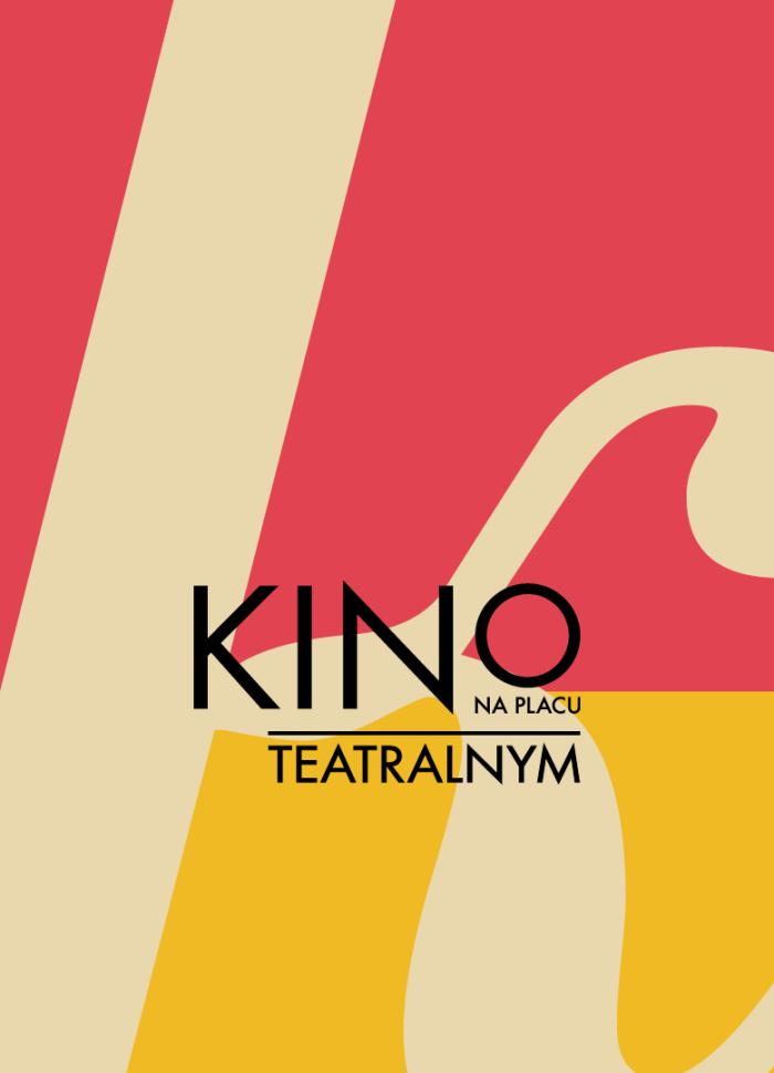 baner informacyjny z napisem kino na placu teatralnym