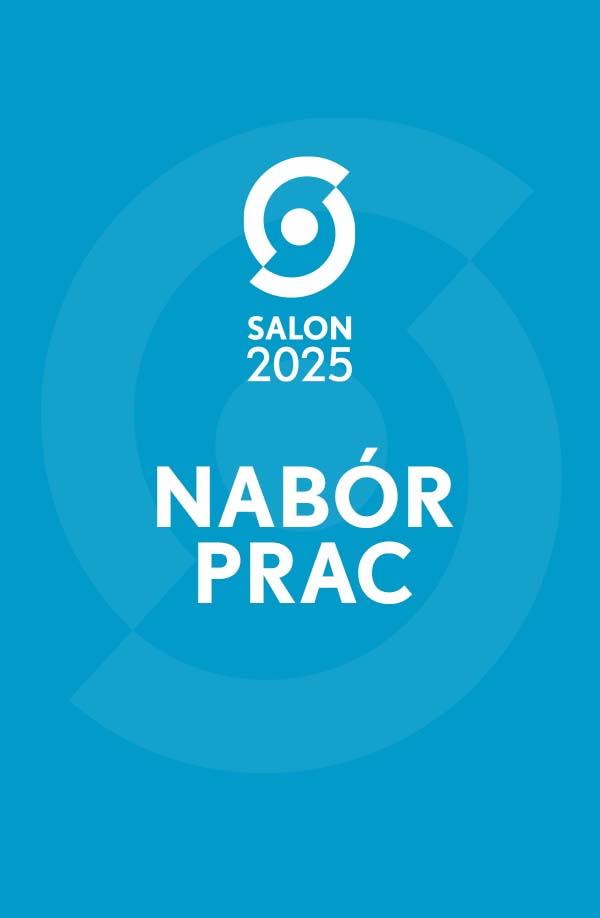 baner informacyjny, niebieskie tło, logo salonu wiosennego  w postaci przerwanego koła, napis: nabór